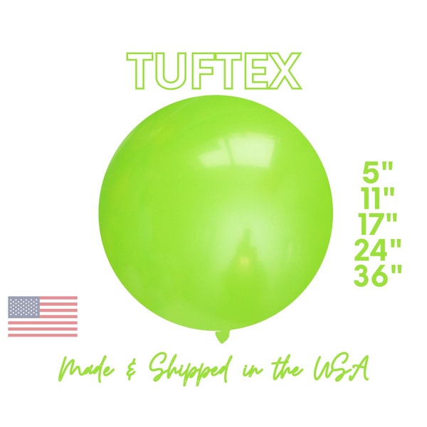 Lime Green Party Tuftex Latex Balloons | Kiwi, Safari, Jungle, Dinosaur, Watermelon, Wild One, Tropical Beach Decor,5", 11",17",24",36"