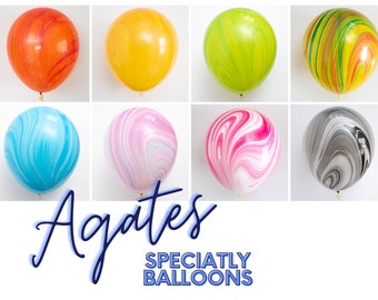 Agate Swirl - Premium Qualatex Latex Balloons  | Flower Child, Space Planets, Saturn, Fruit Slice, Watermelon, Astronaut Outer Space Party