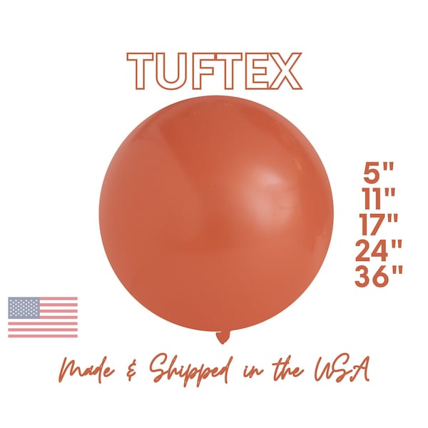 Burnt Orange TufTex Latex Balloons Premium Party Decor -  Birthday, Wedding, Bridal, Boho, Bohemian, Fall Colors 5", 11", 17",24"36"