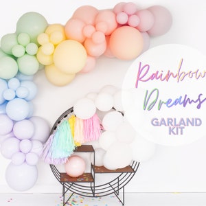 Pastel Rainbow Dreams - Chalk Matte Balloon Garland Kit - Chalk Colors - Unicorn, Birthday Party Decor,Pastel, Baby Shower, 16”, 11”,