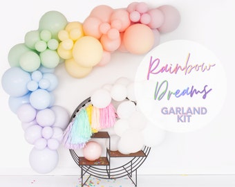 Pastel Rainbow Dreams - Chalk Matte Balloon Garland Kit - Chalk Colors - Unicorn, Birthday Party Decor,Pastel, Baby Shower, 16”, 11”,