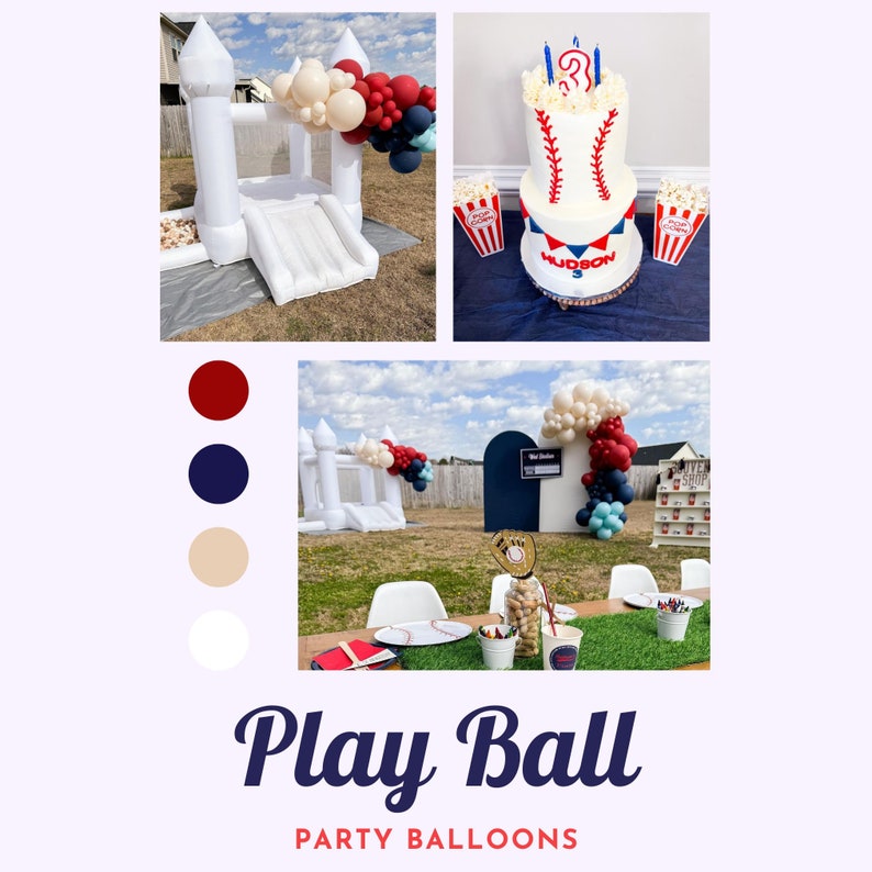 Americana Baseball Balloon Garland Kit Play Ball Party Homerun MVP Birthday Red, Off White, Navy Blue, Vintage MLB Party image 4