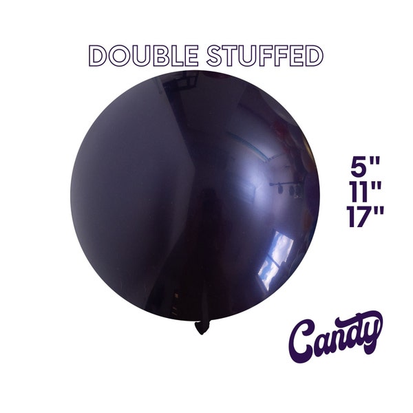 Candy Black Violet DOUBLE STUFF Latex Balloons | Premium Party Decor, Custom Color, Halloween, Gothic, Plum, Deep Purple,5", 11", 17"