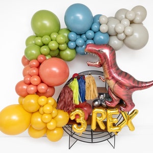 T-REX DIY Glam Balloon Garland Arch Kit • Boho Dinosaur • Prehistoric Party • Three Rex Birthday • Earth Tones • Vintage Retro Colors