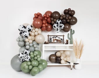 Desert Rodeo Balloon Garland Kit   • How the West Was One • 1rst Birthday • Cow Print Balloons • Vintage Boho Cowpoke Cowboy Party