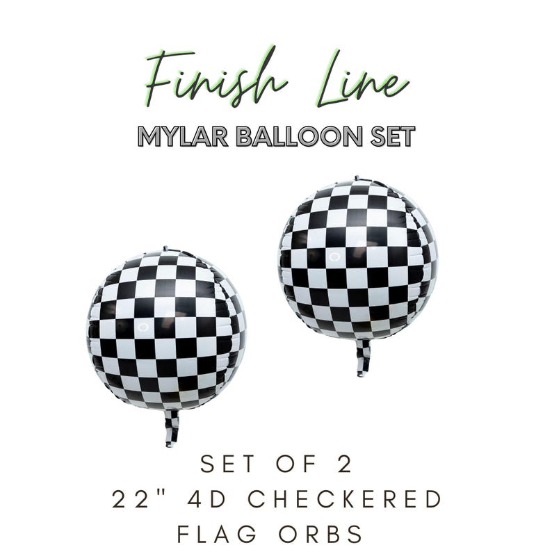 Fast & Furious Mylar Race Car Balloons • Foil AIR FILL • Tire • Checkered Race Flag • Indy 500 • Grand Prix • Race Car Party Finish Line