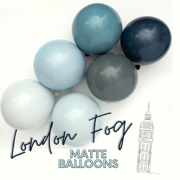 Double Stuffed CHALK Matte Colors • Matte Navy Gray Balloons • Dusty Blue, Boy, Ombre, Space, Birthday Decor