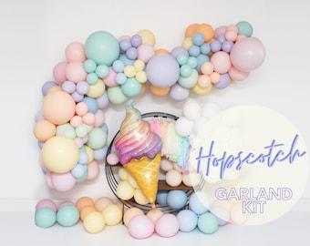 Hopscotch - DIY Balloon Garland Arch Kit - Chalk Matte Colors | Pastel Rainbow, Ice Cream, Donut Theme Birthday Party Decor