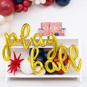 Americana Baseball Balloon Garland Kit Play Ball Party Homerun MVP Birthday Red, Off White, Navy Blue, Vintage MLB Party "play ball" message