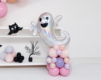 DIY Halloween Ghost Balloon Tower Number Kit - Ghouls Rule, Birthday Mylar Number Tower, Halloween Party Decor, Tuftex Balloons