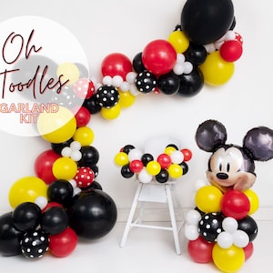 Oh Toodles - DIY Super Glam Balloon Garland Arch Kit - Red, Black, White, Polka Dot, 1st Birthday, Mickey, Minnie