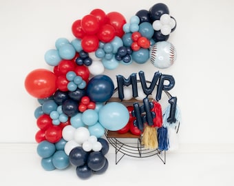 MVP Baseball Balloon Garland Arch Kit • Rookie of the Year • Baseball Birthday • Red White & Blue • Batter Up • MLB Party Decor