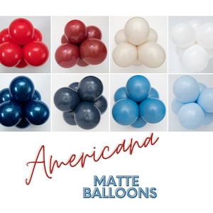 Double Stuffed Matte Balloons • Premium Party Decor • Vintage Americana • Red, White, Blue • Baseball, Captain America, Fourth of July