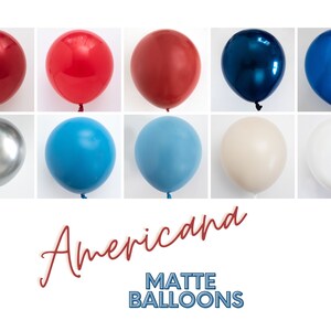 Double Stuffed Matte Balloons • Premium Party Decor • Vintage Americana • Red, White, Blue • Baseball, Captain America, Fourth of July