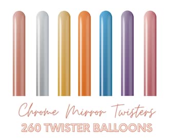 Chrome Mirror 260B Twisters Latex Balloons | Gold, Rose, Silver, Space Rings, Astronaut, Metallic, Out Of This World, Space, Celestial