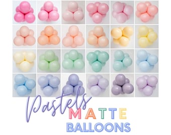 Pastel Matte Balloons • Premium Chalk Colors • Latex Party Balloons • Rainbow, Ice Cream, Sweet Treats • Matte Rainbow Balloons