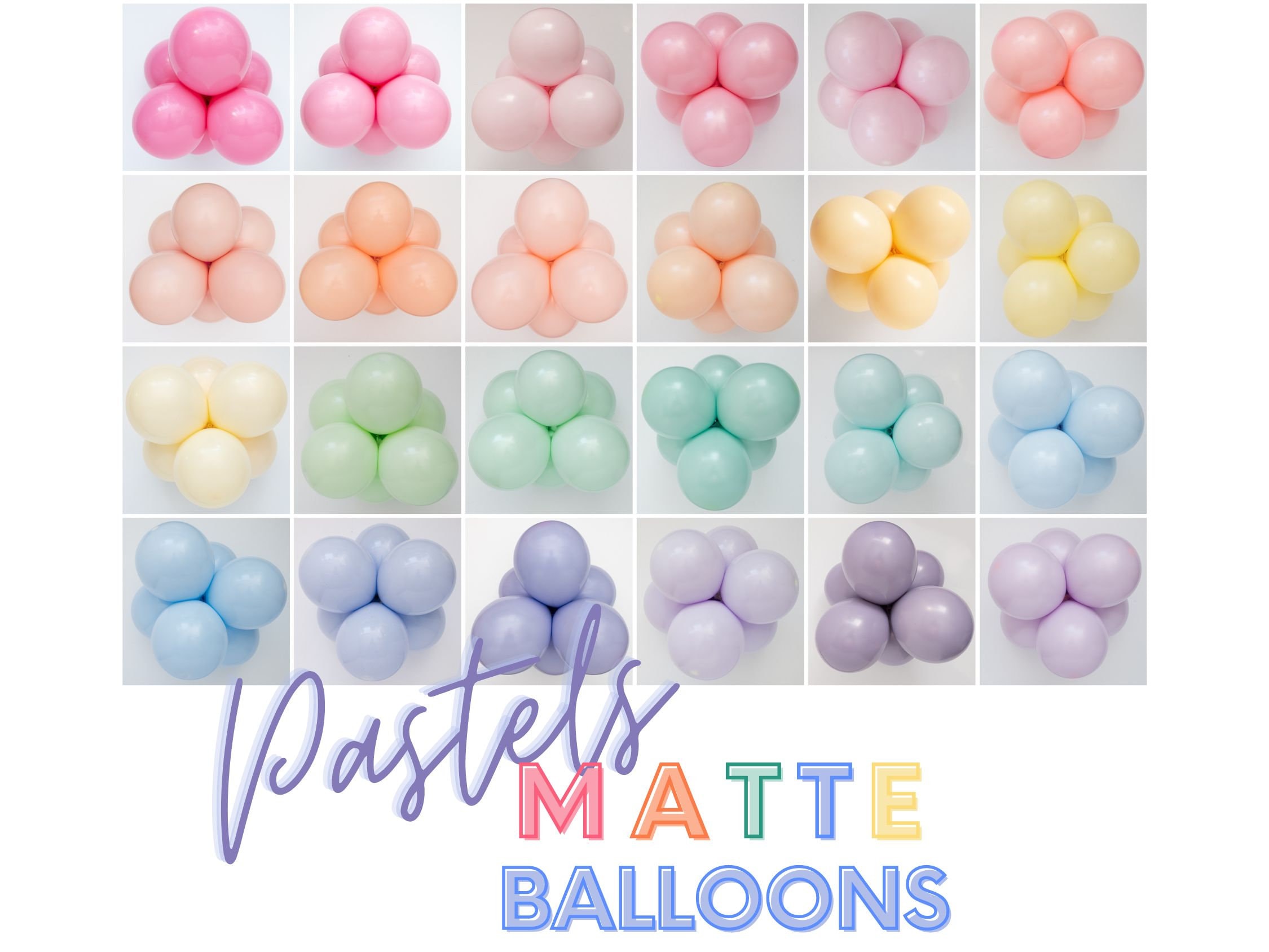 Pastel Double Stuffed Matte Balloons • Premium Latex Party Balloons • Rainbow, Ice Cream, Sweet Treats • Matte Rainbow Balloons