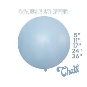 Chalk Dutch Blue DOUBLE STUFF Premium Matte Latex Balloons - Boho, Ombre, Dusty Blue, Baby Shower Party Decor,5&quot;, 11&quot;,17&quot;,24&quot;,36&quot;