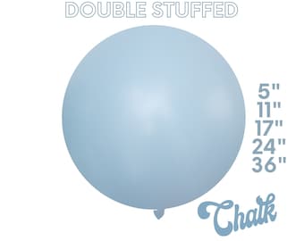 Chalk Dutch Blue DOUBLE STUFF Premium Matte Latex Balloons - Boho, Ombre, Dusty Blue, Baby Shower Party Decor,5", 11",17",24",36"