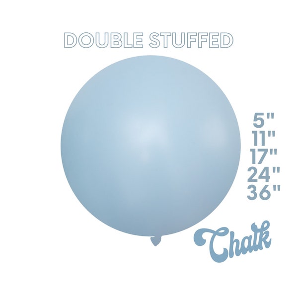 Chalk Dutch Blue DOUBLE STUFF Premium Matte Latex Balloons - Boho, Ombre, Dusty Blue, Baby Shower Party Decor,5", 11",17",24",36"