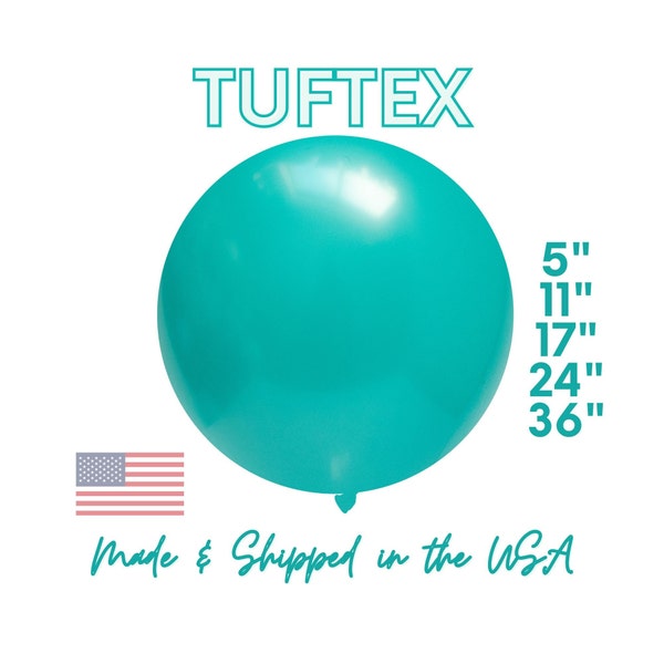 Teal TufTex PREMIUM Eco Latex Balloons 5", 11", 17",24" - Baby Shower, Ocean Theme Birthday, Surfs Up, Biodegradable