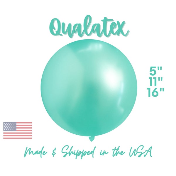 Pearl Mint Latex Balloons 5", 11",16"  - Qualatex Party Decor - Under the Sea, Mermaid, Unicorn, Gender Neutral, Aqua, Green