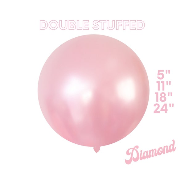 Diamond Pink DOUBLE STUFF Latex Balloons | Party Decor, Chrome Pastel Pearl, Unicorn, Mermaid, Birthday,5",11",18",24"