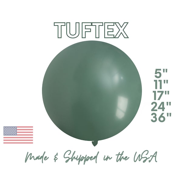 Willow Green TufTex Latex Balloons Premium Party Decor, Birthday, Bridal, Boho, Bohemian, Jungle, Sage, Palm, Muted 5", 11", 17",24",36"