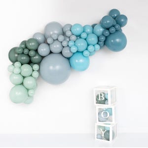 Blue Monday DIY Deluxe Balloon Garland Arch Kit - Premium Tuftex Balloons, Slate, Dusty Blue Ombre, Sage, Willow, Mint, Gray, Boy