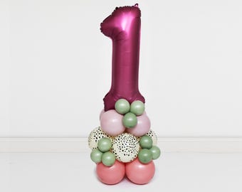 DIY Pick Your Color Balloon Tower Number Kit - Berry Pink Number, Birthday Party, Number Tower, Animal Print, Custom Colors