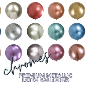 Chrome PREMIUM Eco Latex Balloons - Reflex, Mirror Shiny, Metallic, Gold, Silver, Rose Gold, Copper, Metals, Pink