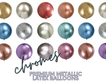 Chrome PREMIUM Eco Latex Balloons - Reflex, Mirror Shiny, Metallic, Gold, Silver, Rose Gold, Copper, Metals, Pink