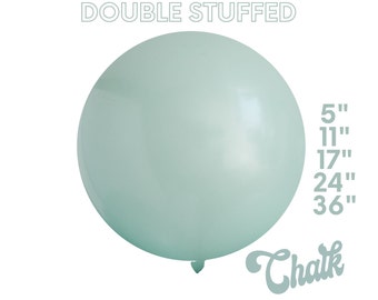 Chalk Satin Seafoam Premium DOUBLE STUFF MATTE Latex Balloons Party Decor, Cream, Dusty Mint Green, Muted Sage,5", 11",17",24",36"