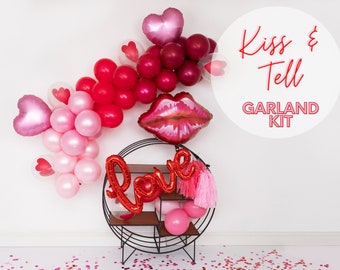 Kiss & Tell | DIY Balloon Garland Arch Kit - Double Stuff Latex Balloons | Valentine's Day, Lips, Hearts, Hot Pink, Pastel, Cute Party Decor