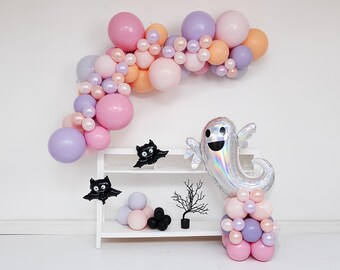Ghouls Rule Halloween Balloon Garland Arch Kit, Double Stuffed Latex Balloons, Monster Halloween Pastel Party Balloons