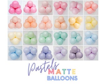 Pastel Double Stuffed Matte Balloons • Premium Latex Party Balloons • Rainbow, Ice Cream, Sweet Treats • Matte Rainbow Balloons