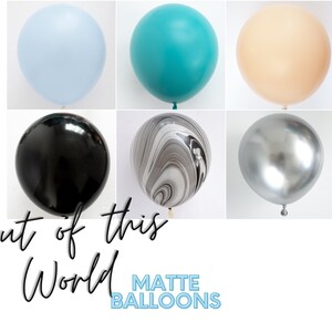 Out of This World DOUBLE STUFF Matte Colors - Latex Balloons - Birthday Party,Space, Iridescent, Chrome, Pearl, Black, Swirl,5",11",16",24"