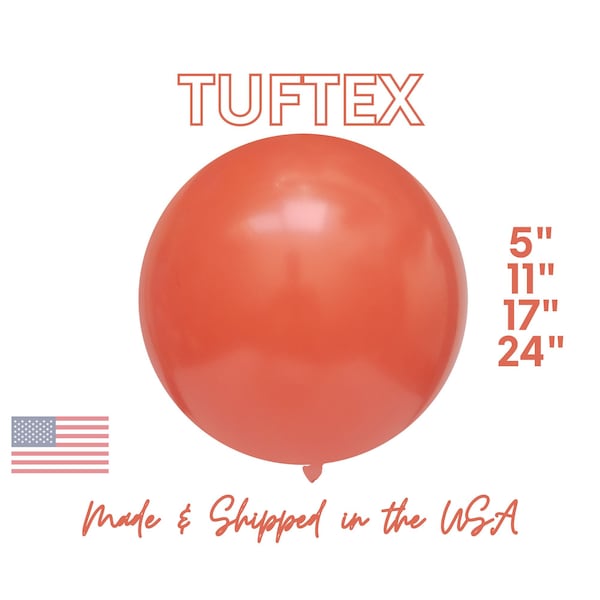Aloha TufTex Latex Balloons Premium Party Decor | Orange-Coral, Tropical, Muted Red, Fireman, Retro Boho, Fall Colors 5", 11", 17",24"36"