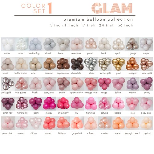 Custom Double Stuffed Party Balloons • CHOOSE YOUR COLORS • Individual 5 - 11 - 17 - 24 - 36 inch • Neutral, Chrome, Pink, Peach