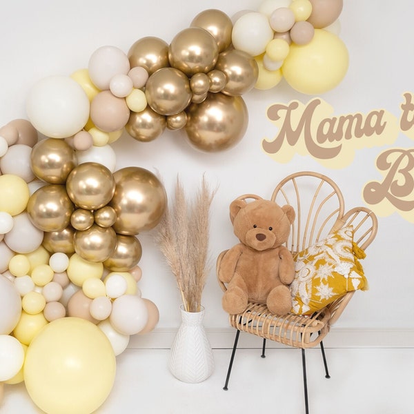 Mama to Bee Matte Balloon Garland Kit, Double Stuff, Honey Bee Balloons, Pastel Yellow, Neutral Balloons