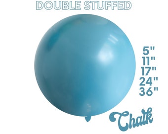 Chalk Yale Blue - Premium DOUBLE STUFF MATTE Latex Balloons - Nautical, Jungle, Baby Animal, Ocean, Sea, Dusty Blue,5", 11",17",24",36"