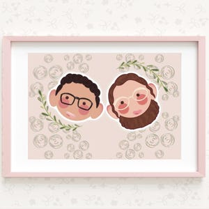 Personalized Valentine’s Portrait. Digital Art of Couple,Illustration for Valentine’s Day Gift. Custom Valentine’s Portrait. Valentine’s Day