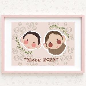 Personalized Valentine’s Portrait. Digital Art of Couple,Illustration for Valentine’s Day Gift. Custom Valentine’s Portrait. Valentine’s Day