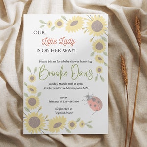 Lady Bug Baby Shower Invitation | Our Little Lady | Baby Girl Baby Shower Invite | Digital Template