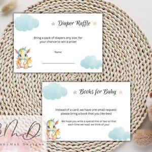 Books for Baby | Diaper Raffle | Baby Shower | Dragon Baby Shower | Little Dragon On The Way | Digital Template | Instant Download