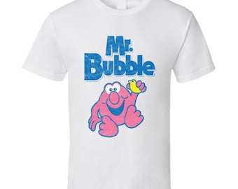 Mr Bubble Retro Vintage Bubblebath Logo Grunge Worn Look T Shirt