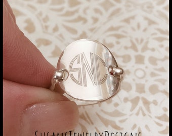 Monogram saddle ring, sterling silver jewelry, hammered edge ring, custom ring size, initial jewelry, personalized initials, gift for her