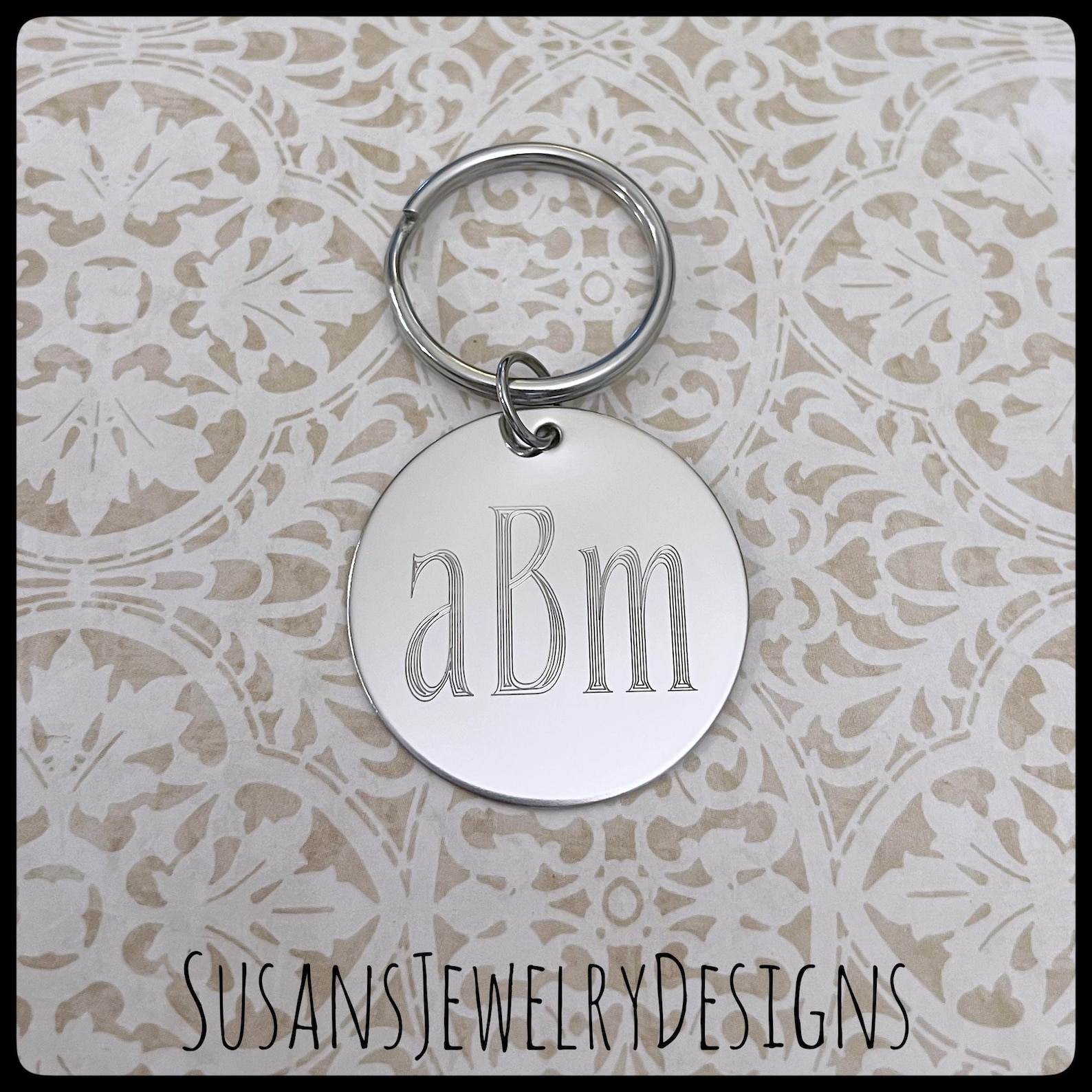 Custom Engraved Monogram Keychain, Engraved Keychain Disc, Engraved ...