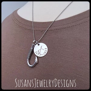 Custom fish hook urn necklace, stainless urn, memorial necklace, cremation jewelry, personalized keepsake, urn for dad, ash holder, pet loss