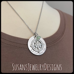 Let god guide you necklace, compass necklace, navigation jewelry, personalized necklace, Christian gift, graduation gift, gift for daughter